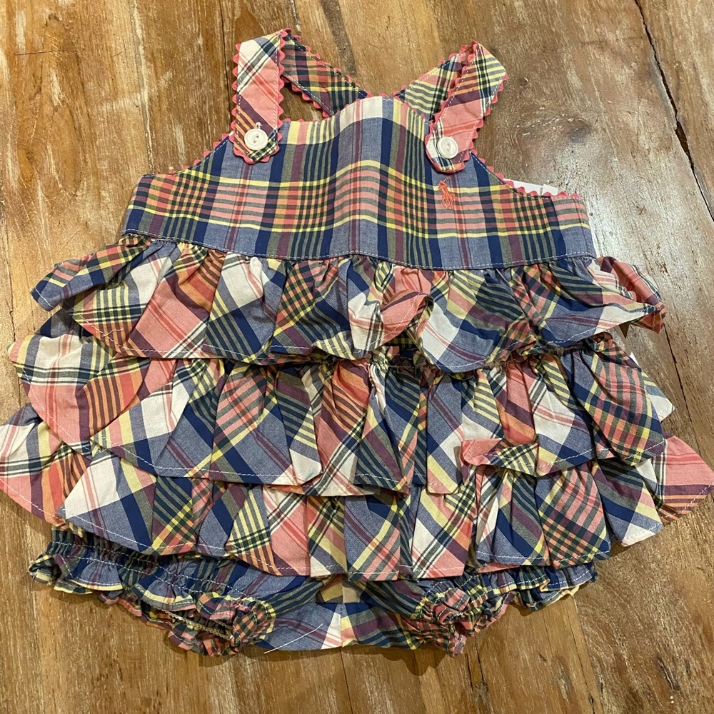Ralph Lauren 6 Month Plaid Sundress and Bottoms